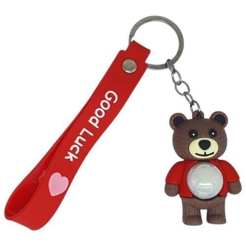 Figürlü ve Işıklı Silikon Anahtarlık -  Yogi - Kırmızı