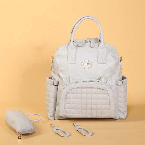 M&Y Kitty Deri Anne Bebek Bakım Sırt Çantası 7271 Gri