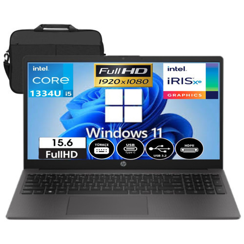 250 G10 Intel Core I5-1334U 20GB Ram 512GB SSD 15.6'' Fullhd WINDOWS11 Taşınabilir Bilgisayar B2NC9ES-C22 & Çanta Hed