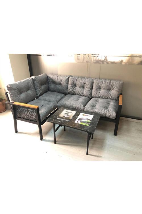 Miami melisa 2+2 Köşe Yön değiştirilebilir Koltuk Takımı Balkon-bahçe-kafe mermerdesen 70x50cm sehpa