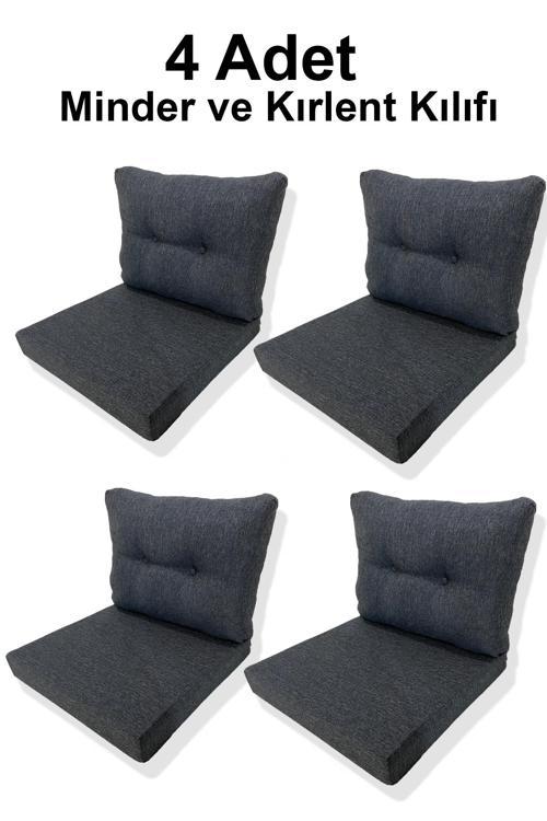 4 Adet Bahçe Balkon Mobilyası Minderi Kılıfı (4 ADET MİNDER, 4 ADET KIRLENT Yanlızca Kılıf Gönderile