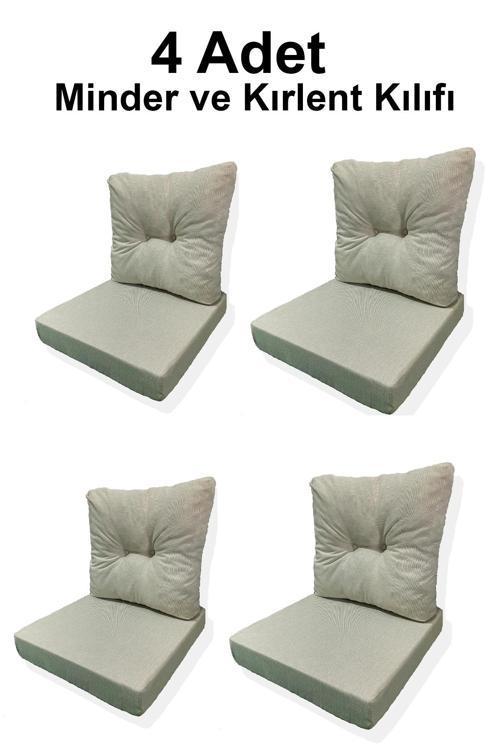 4 Adet Bahçe Balkon Mobilyası Minderi Kılıfı (4 ADET MİNDER, 4 ADET KIRLENT Yanlızca Kılıf Gönderile