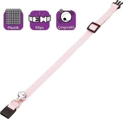 Çıngıraklı Kedi Boyun Tasması Pembe 15 Mm 20-30 Cm
