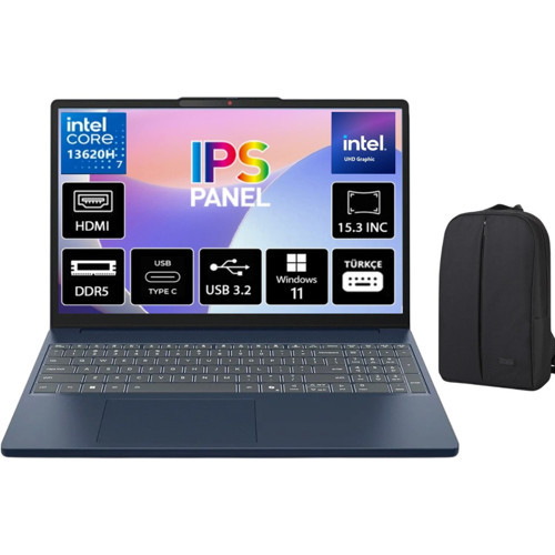 Ideapad Slim 3 Intel Core I7-13620H 8gb Ddr5 512GB SSD 15,3" IPS (1920X1200) Wuxga 300NIT WINDOWS11 Pro Taşınabilir Bilg