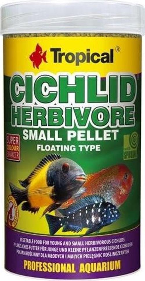 Cichlid Herbivore Pellet Otobur Cichlid için Balık Yemi Small 1000 Ml 360 Gr