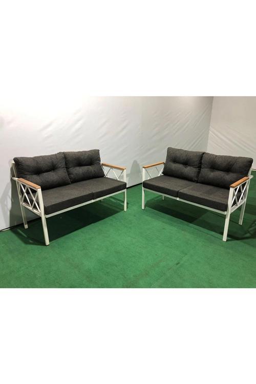 2+2Balkon-bahçe-kafe-çay Seti-koltuk Takımı-oturma Grubu-ofis Koltuğu 2+2 beyaz profil demir