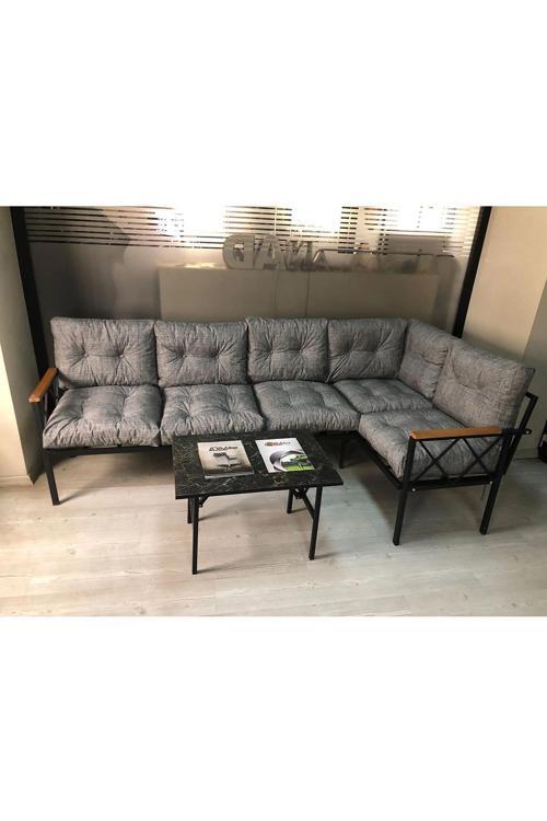 miami Köşe Koltuk Takımı , 3+2 Balkon-bahçe-çay Seti-mutfak Köşesi mermer desen 70x50cm sehpa