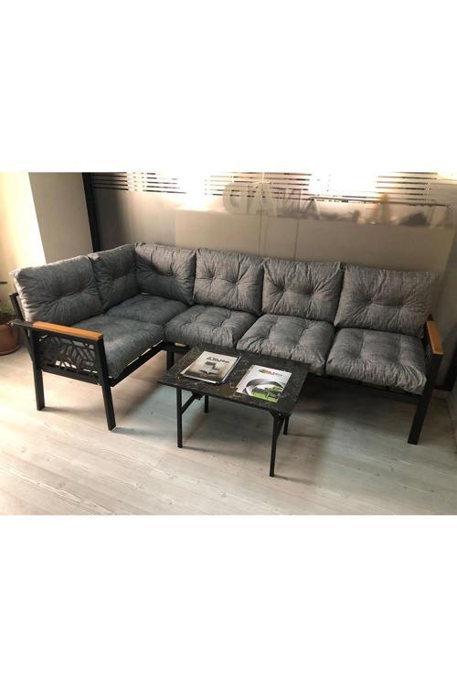 Miami melisa 3+2 Köşe Yön değiştirilebilir Koltuk Takımı Balkon-bahçe-kafe mermerdesen 70x50cm sehpa