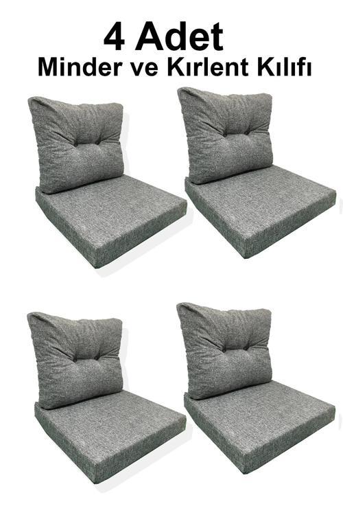 4 Adet Bahçe Balkon Mobilyası Minderi Kılıfı (4 ADET MİNDER, 4 ADET KIRLENT Yanlızca Kılıf Gönderile