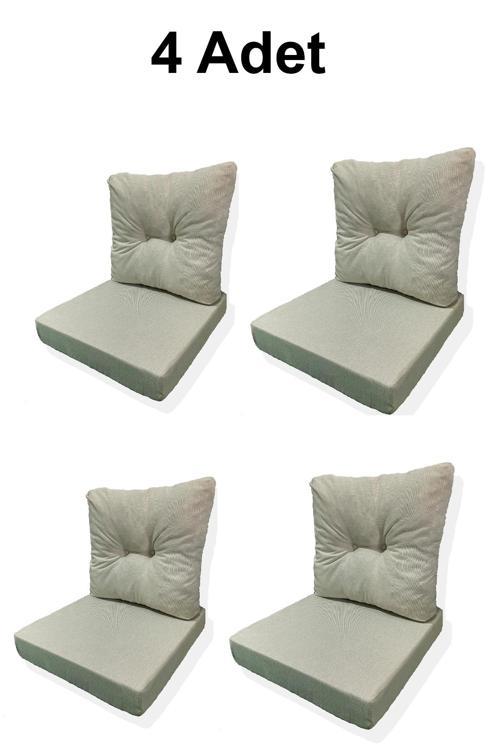4 Adet Bahçe Balkon Mobilyası Minderi (4 ADET MİNDER, 4 ADET KIRLENT)