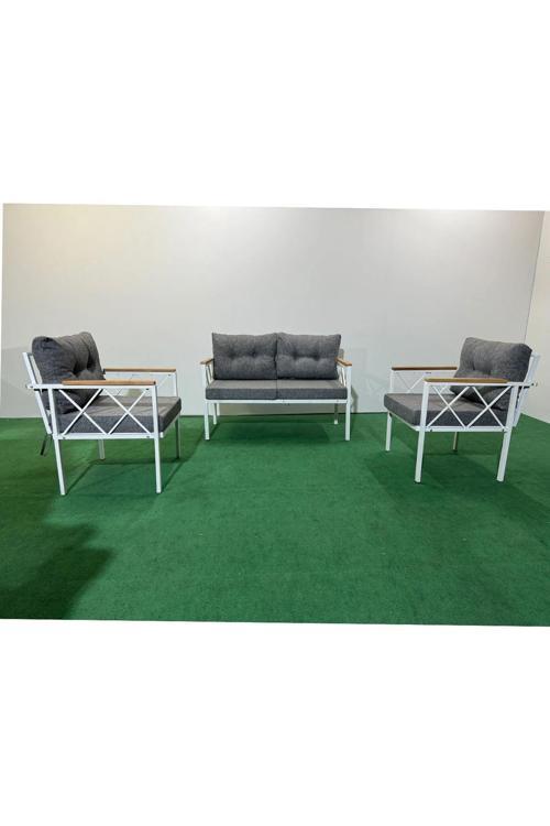 2+1+1 Beyaz profil Balkon-bahçe-kafe- Çay Seti-koltuk Takımı-oturma Grubu-ofis Koltuğu