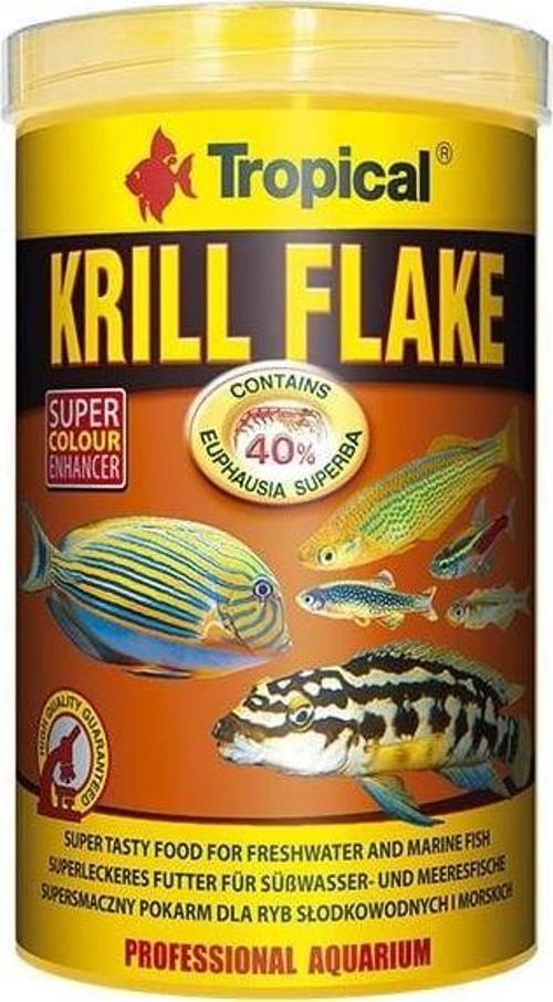 Krill Flakes Tropikal Balıklar için Krill İçerikli Pul Balık Yemi 100 Ml 20 Gr
