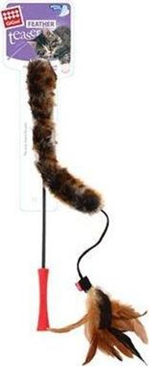Feather Teaser Kuyruklu Doğal Tüylü Kedi Oltası 53 Cm