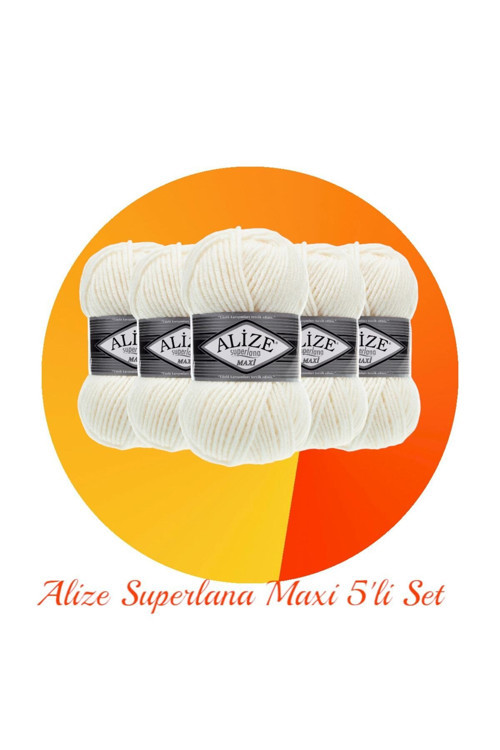 Süperlana Maxi 5'li Set Kalın El Örgü Ipi 62 Açık Krem