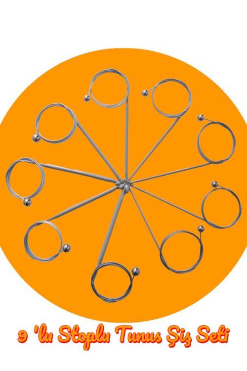 Stoplu Çelik Telli 80 Cm Misinalı Tunus Şişi Seti 9 Numara Bir Arada