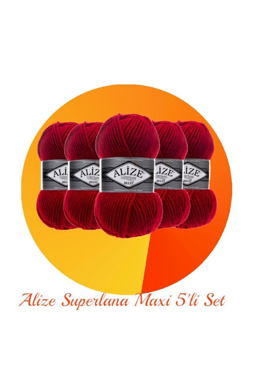 Süperlana Maxi 5'li Set Kalın El Örgü Ipi 56 Kırmızı