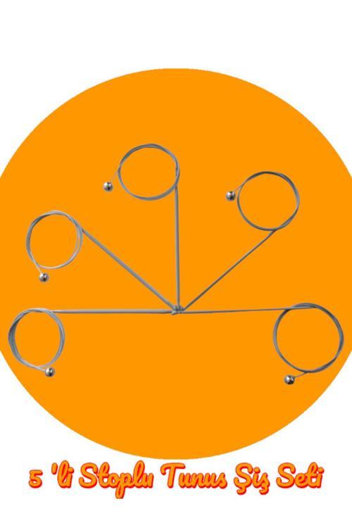 Stoplu Çelik Telli 80 Cm Misinalı Tunus Şişi Seti 5 Numara Bir Arada