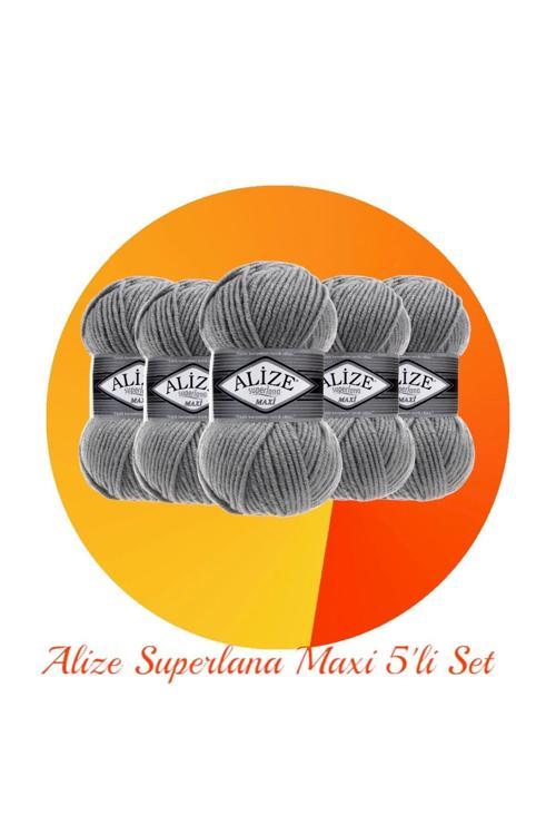 Süperlana Maxi 5'li Set Kalın El Örgü Ipi 87 Kömür Gri