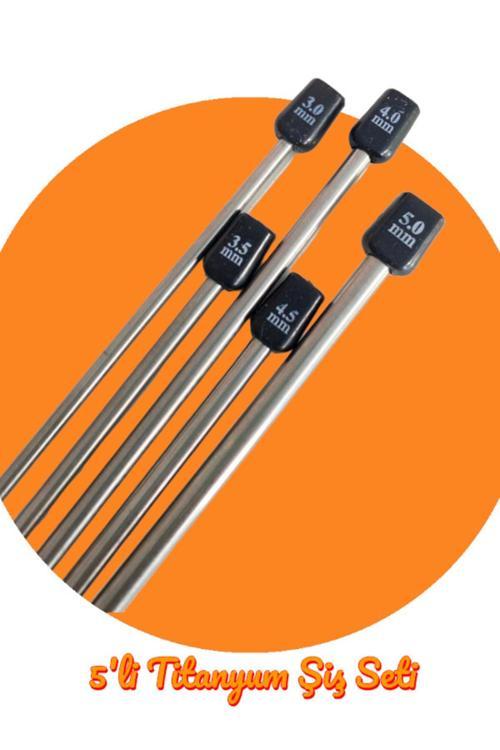Sultan/yabalı 5'li Titanyum Örgü Şişi Seti 35 Cm 3-3,5-4-4,5-5 Numara
