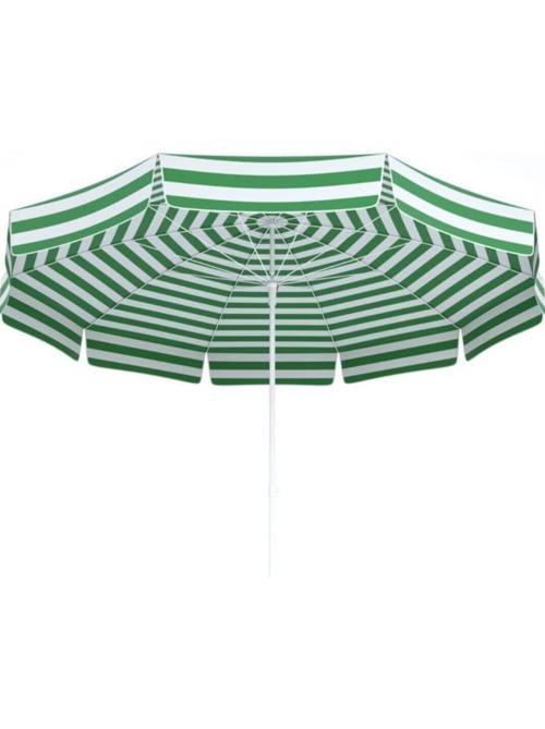 Plaj Şemsiyesi Yeşil Beyaz Renkli 180 CM Çap 8 Telli Eğim Verilebilir