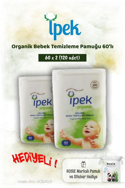 Organik 2'li Bebek Temizleme Pamuğu 60'lı ve Rosie Pamuk hediye