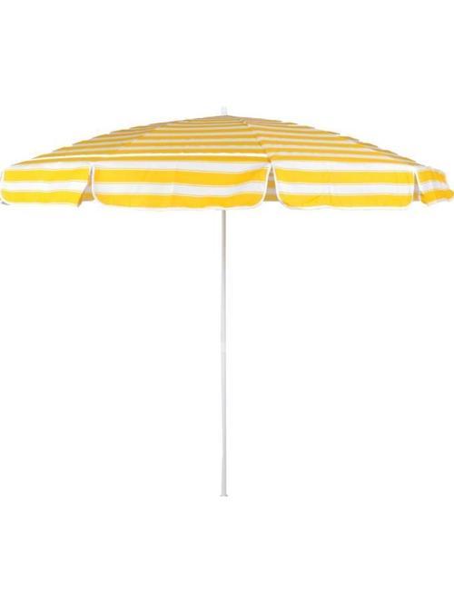 Plaj Şemsiyesi 10 Telli 200 CM Çap Sarı Beyaz Renkli Eğim Verilebilir