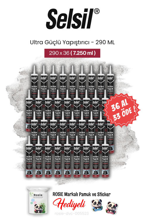 290 ml, 36 AL 33 ÖDE Ultra Güçlü Yapıştırıcı ve rosie pamuk