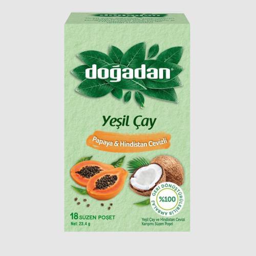 Papaya ve Hindistan Cevizli Poşet Yeşil Çay 18'li