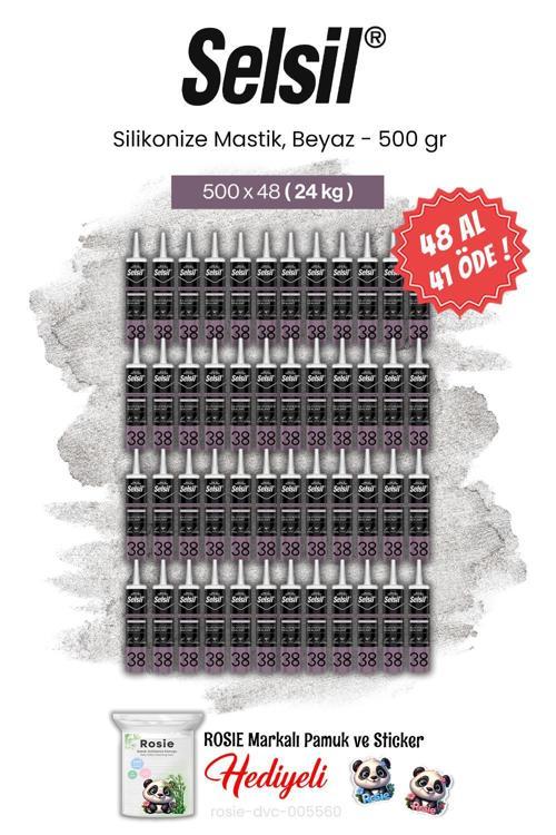 48 AL 41 ÖDE, 500 gr Silikonize Mastik, Beyaz ve rosie pamuk