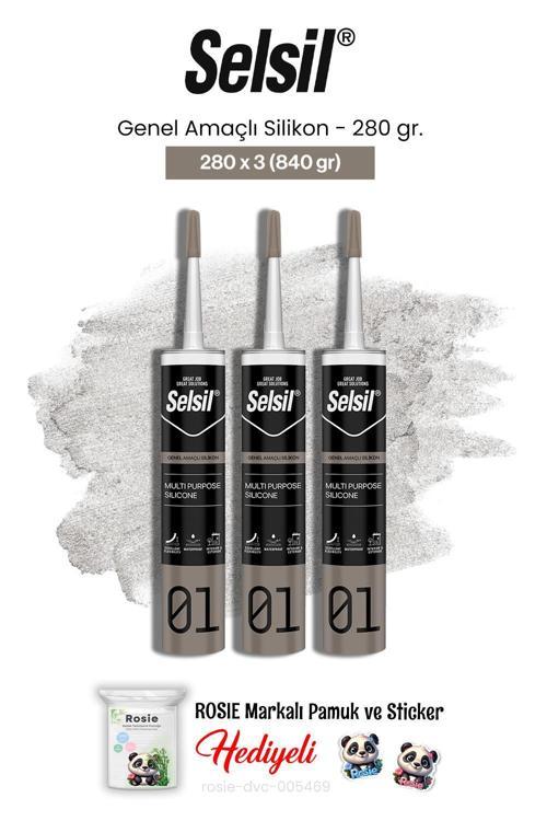 3'lü Genel Amaçlı Silikon 280 gr ve rosie pamuk