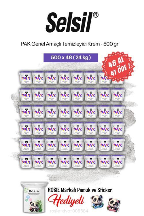 PAK 500 gr, 48 AL 41 ÖDE Genel Amaçlı Temizleyici Krem ve rosie pamuk