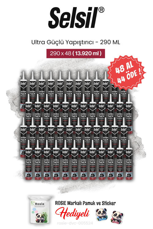 48 AL 44 ÖDE 290 ml, Ultra Güçlü Yapıştırıcı ve rosie pamuk
