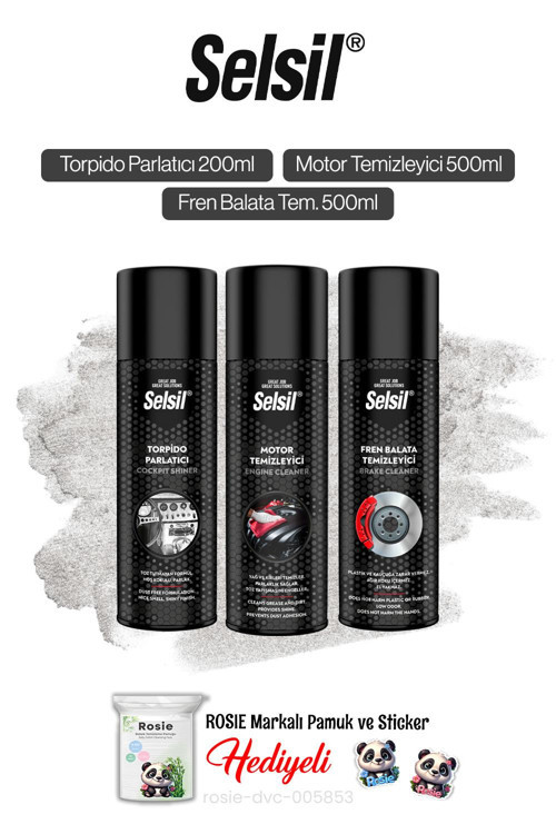 Fren Balata ve Motor Tem. 500 ml, Torpido Parlatıcı 200 ml ve Rosie