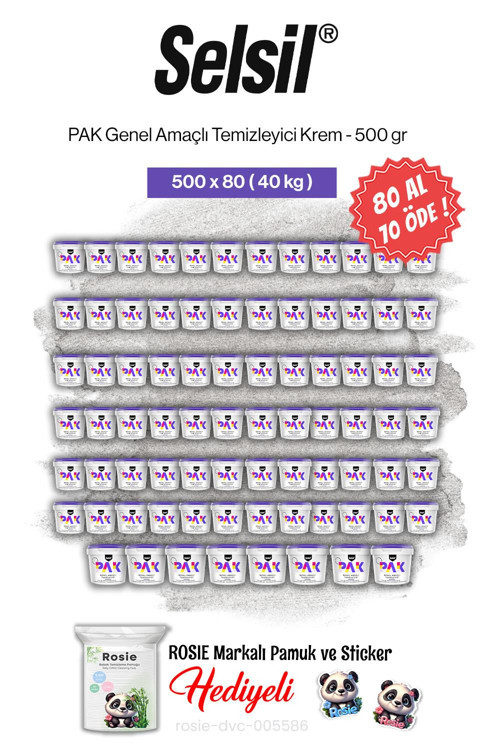 PAK 80 AL 70 ÖDE PAK Genel Amaçlı Temizleyici Krem 500 gr ve rosie pamuk