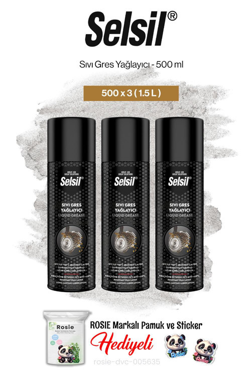 3'lü Sıvı Gres Yağlayıcı, 500 ml ve rosie pamuk