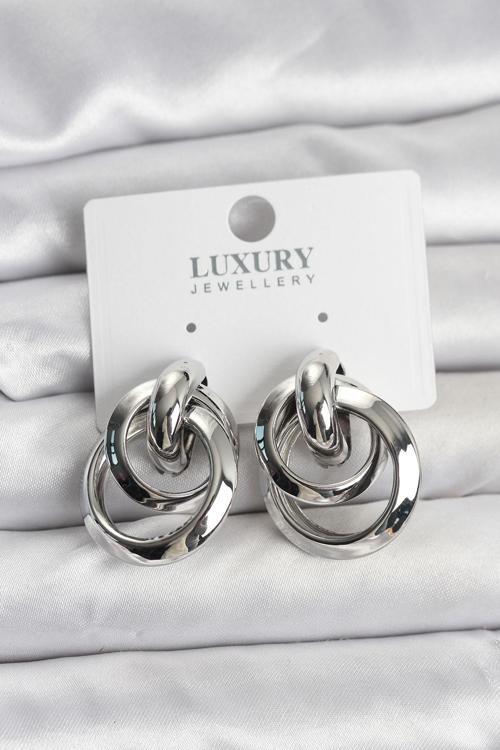 Zarif Kulaklar için Silver Pirinç Yapım Halka Kadın Küpe