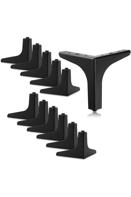 12 Cm Modern Model Siyah Metal Mobilya, Dolap, Koltuk, Kanepe, Tv Ünitesi Ayakları Metal (12 Adet)