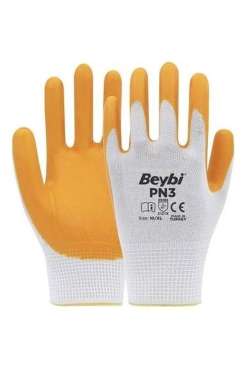 Pn3 Poly.Astarlı Nitril Eldiven Sarı Beyaz No:10 Beden:Xl 100 Adet
