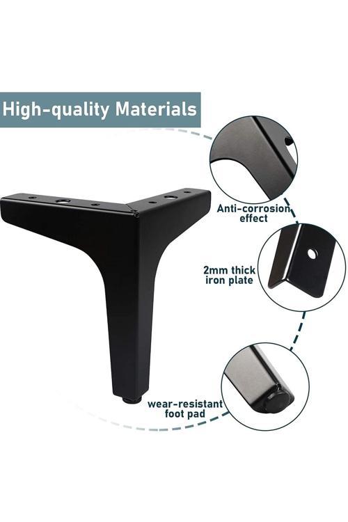 12 Cm Modern Model Siyah Metal Mobilya, Dolap, Koltuk, Kanepe, Tv Ünitesi Ayakları Metal (1 Adet)