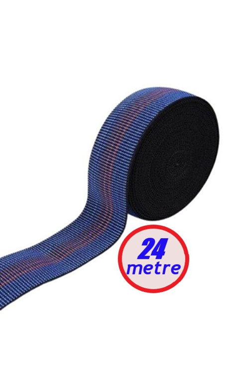 Kaliteli Elastik Kolon - Üç Çizği Mavi 5Cm Eninde (8-12-24-48-72 Metre) (Esnetilmeden Kesilir)