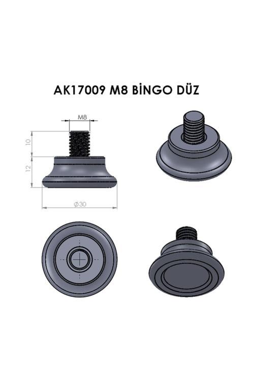 M8 Düz Ayak Siyah (4 Adet )