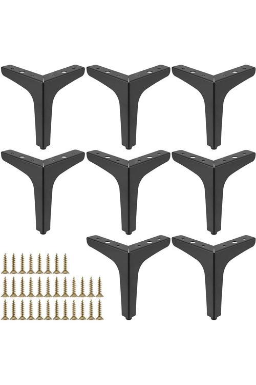 12 Cm Modern Siyah Metal Mobilya, Dolap, Koltuk, Tv Ünitesi Ayakları (8 Adet)-Robot Süpürgeye Uygun