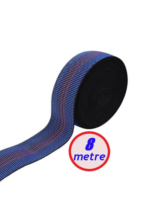 Kaliteli Elastik Kolon - Üç Çizği Mavi 5Cm Eninde (8-12-24-48-72 Metre) (Esnetilmeden Kesilir)