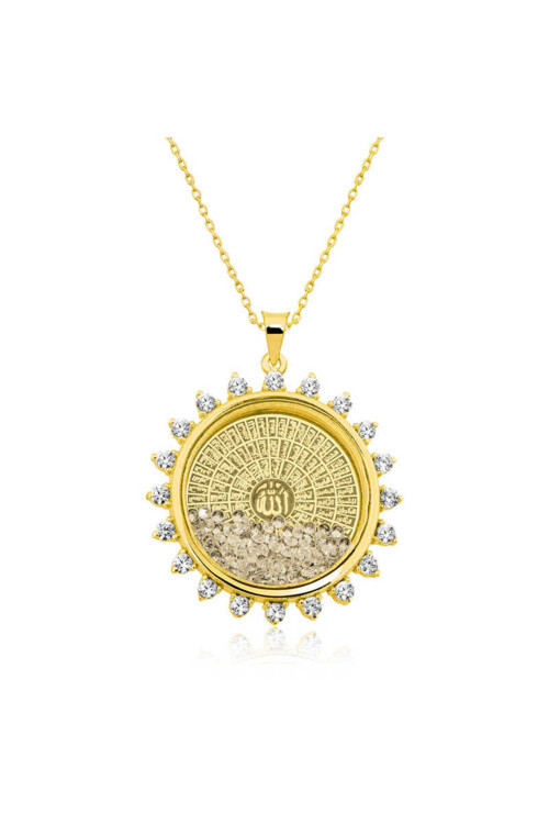 925 Ayar Gümüş Gold Esmaül Hüsna Kadın Kolye