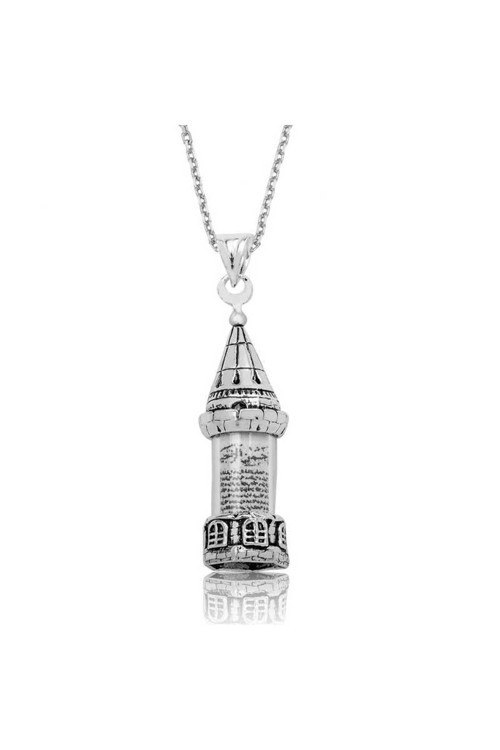 925 Ayar Gümüş Minareli Cevşen Kadın Kolye