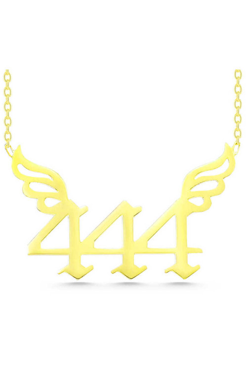 925 Ayar Gümüş Gold 444 Melek Sayısı Kadın Kolye