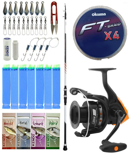 Tekne Olta Seti Shimano Kamış Vengeance AX Boat Tele 1,80m 150g 3pc&Okuma JAW-65 3+1BB Olta Makinesi