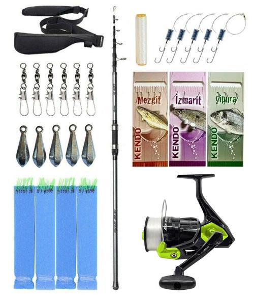 Hazır Olta Seti Okuma Alaris Light Tele Surf 420cm 100-250gr Surf Kamışı &Okuma Fin Chaser X FNX-60NG Neon G