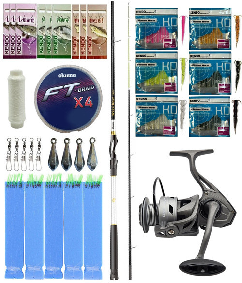 Hazır Tekne Oltası Seti Okuma Wave Boat 180H 2 Parça Tekne Kamışı&Kendo Azurro 5000 Olta Makinesi