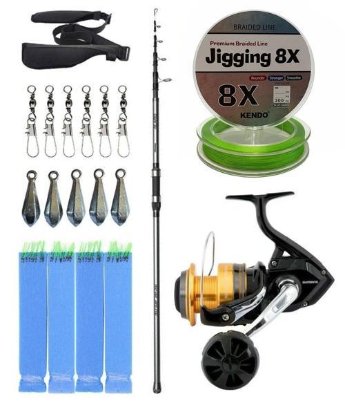 Hazır Olta Seti Okuma Alaris Light Tele Surf 420cm 100-250gr Surf Kamışı &Shimano Makina Socorro 6000 SW